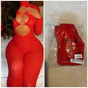 sexy red bodysuit